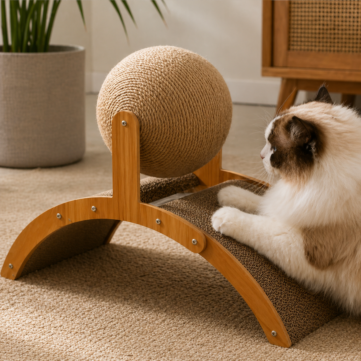 SCRATCHWOOD – 2-in-1 Holz-Kratzball für Katzen